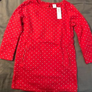 Red Old Navy Polka Dot Fleece Lined Dress